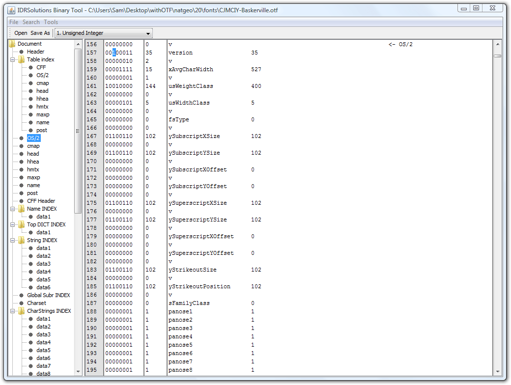 BinaryTool with the problematic bit selected.