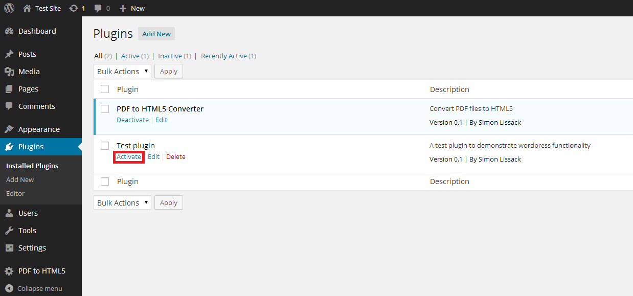 plugin panel