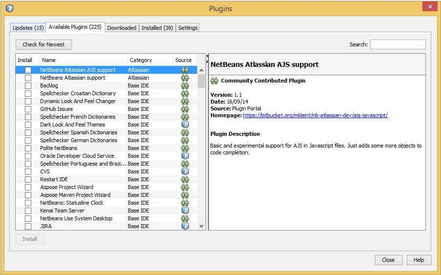 available plugins